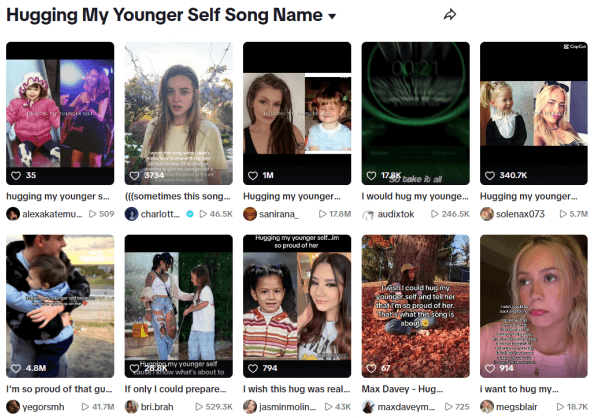hug with younger self on tiktok