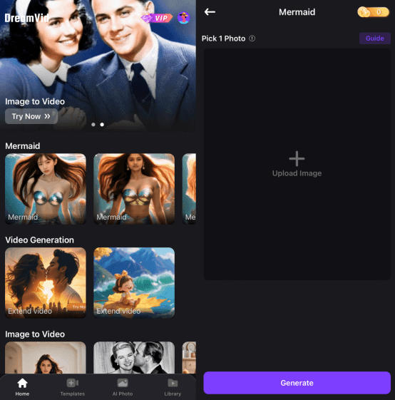 create mermaid video on dreamvid
