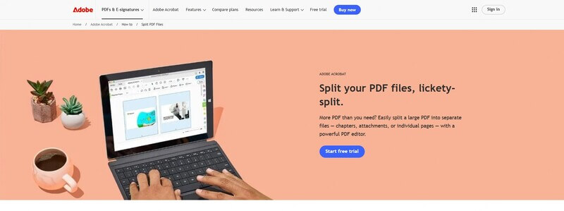 adobe split pdf