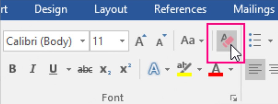 how to clear formatting in word