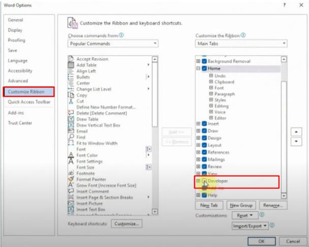 how to insert checkbox in word-step1 