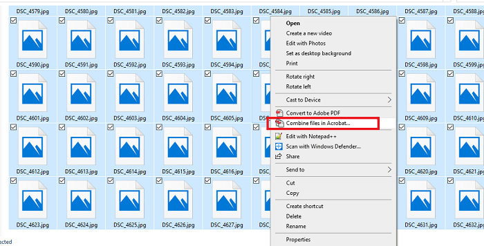 merge all jpgs to pdf via adobe acrobat