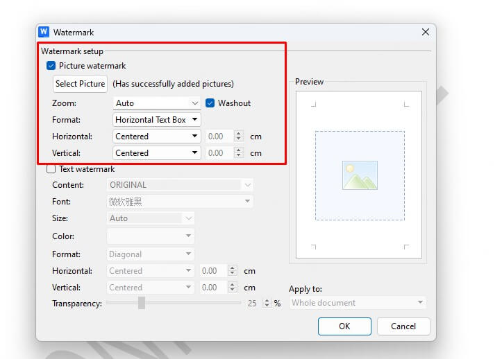 how to add watermark in word