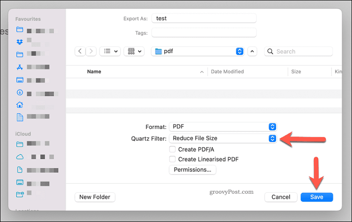 reduce pdf with preview in mac