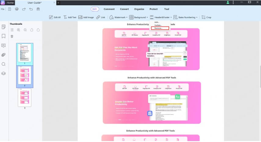 remove header and footer
