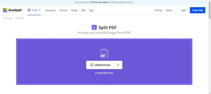 split pdf online with smallpdf