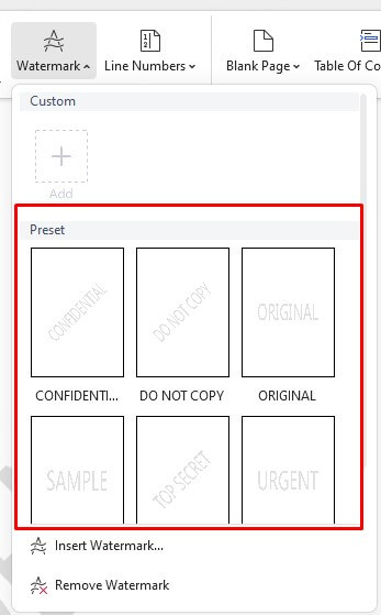 how to add watermark in word