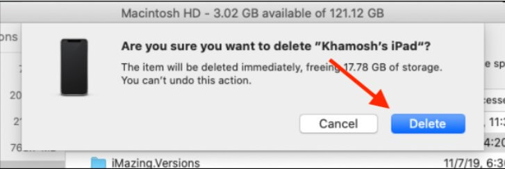 delete backups on mac confirm delete