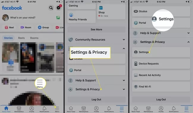press settings and privacy on facebook