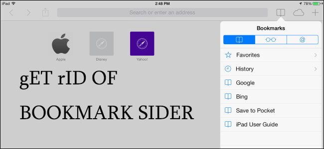 get rid of bookmark sider