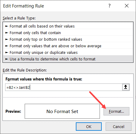 click on the format option