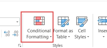 open conditional formatting option