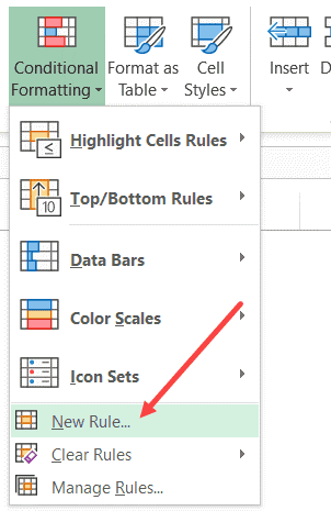 open new rule option