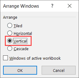 select the vertical option