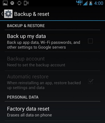 factory data reset android phon