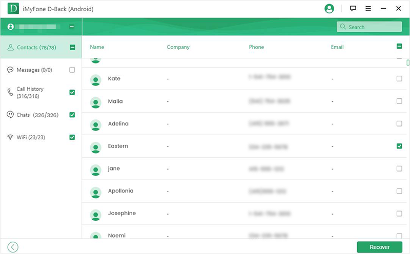 iMyFone D Back for Android choose to recover