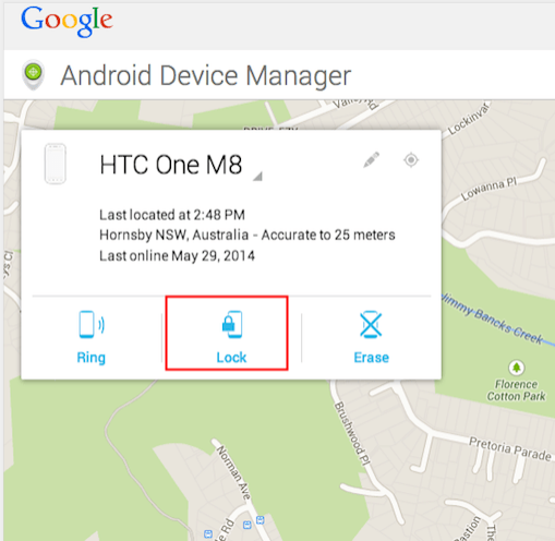HTC Android Device Manager Lock