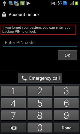 unlock via backup pin