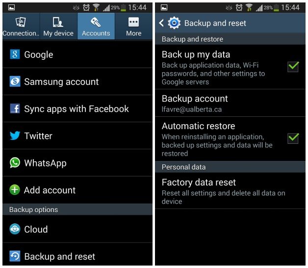 factory reset samsung galaxy s3 from settings menu