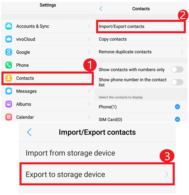 backup contact to android