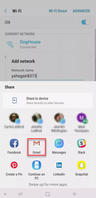 choose gmail to share