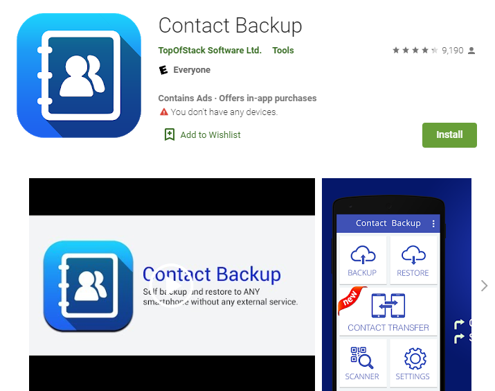 contact backup apk