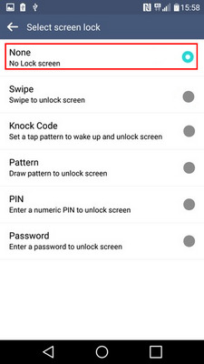 Disable LG phone screen lock