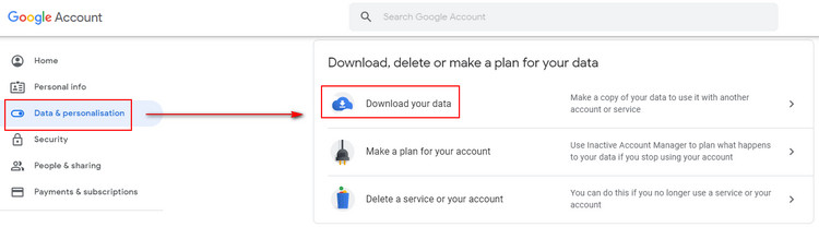 Download Google data