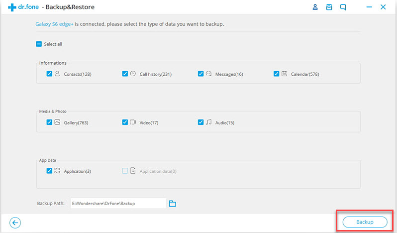 backup selected data