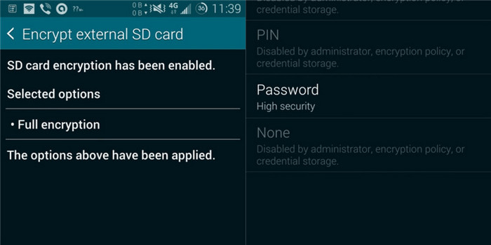 disable mistakenly encrypted SD card