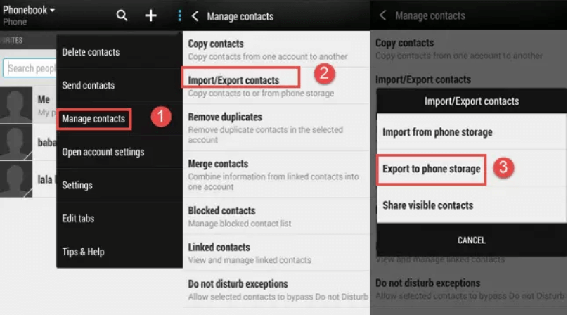 export contact to android