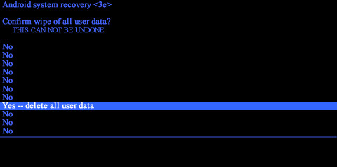 Factory reset Samsung tablet from recovery mode