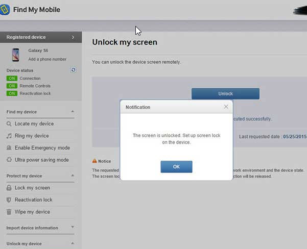 Unlock Samsung with Find My Mobile