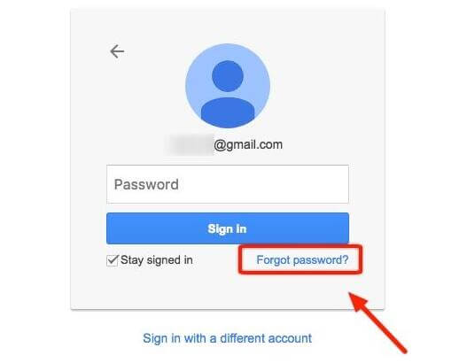 find back google account password