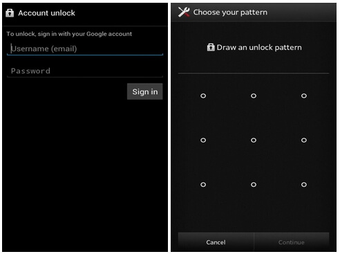 unlock android phone using google account