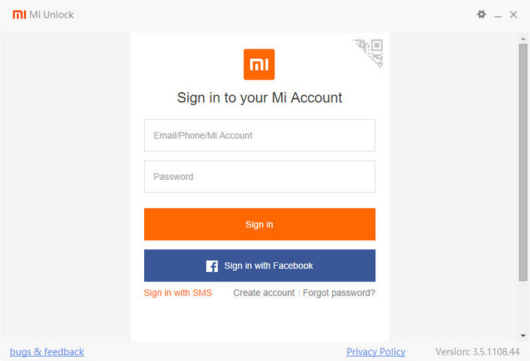 Mi Unlock sign in account