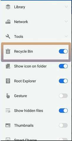 activate recycle bin on android