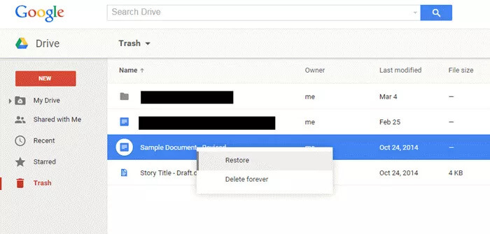recover data from google drive