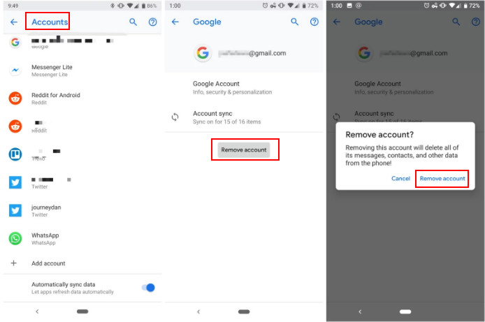 Remove Google account from Samsung device