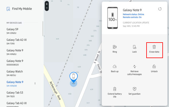 Samsung Find My Mobile Erase Data