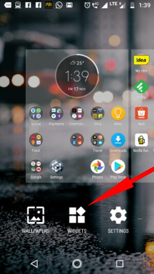 tap widget on android settings