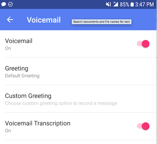 turn on voicemail transcription