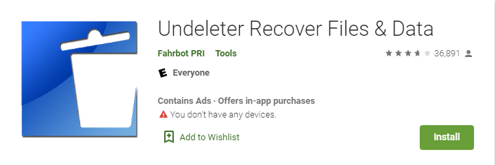 undeleter photo recovery app