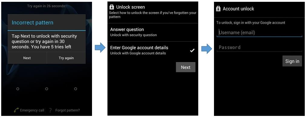 unlock with google account 