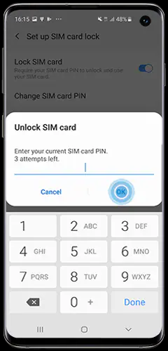 unlock sumsung sim card