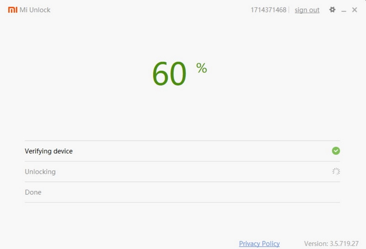 Unlocking bootloader lock with Mi Unlock