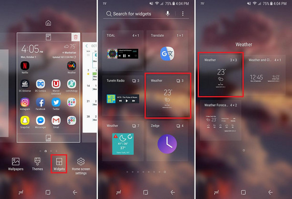 Set Android lock screen widgets
