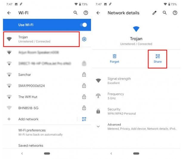 view android wifi password for android q users