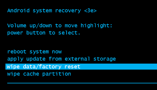 wipe data factory reset