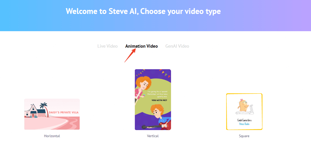 choose animation video on steve ai